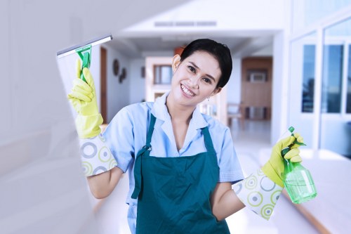 Local cleaner working in a Kennington flat kitchen